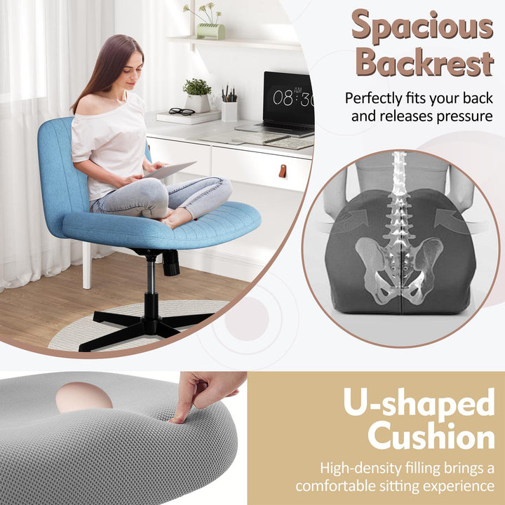 Walsunny Cross Legged Office Chair Armless Wide Chair Cross Legged Office Chair Computer Chair #color_blue #foot_fixed-foot