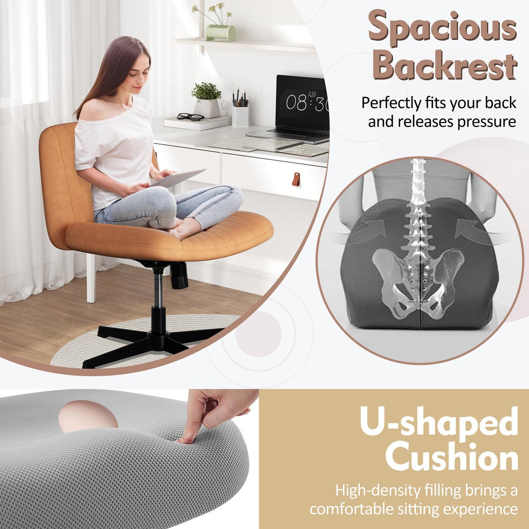 Walsunny Cross Legged Office Chair Armless Wide Chair Cross Legged Office Chair Computer Chair #color_orange #foot_fixed-foot