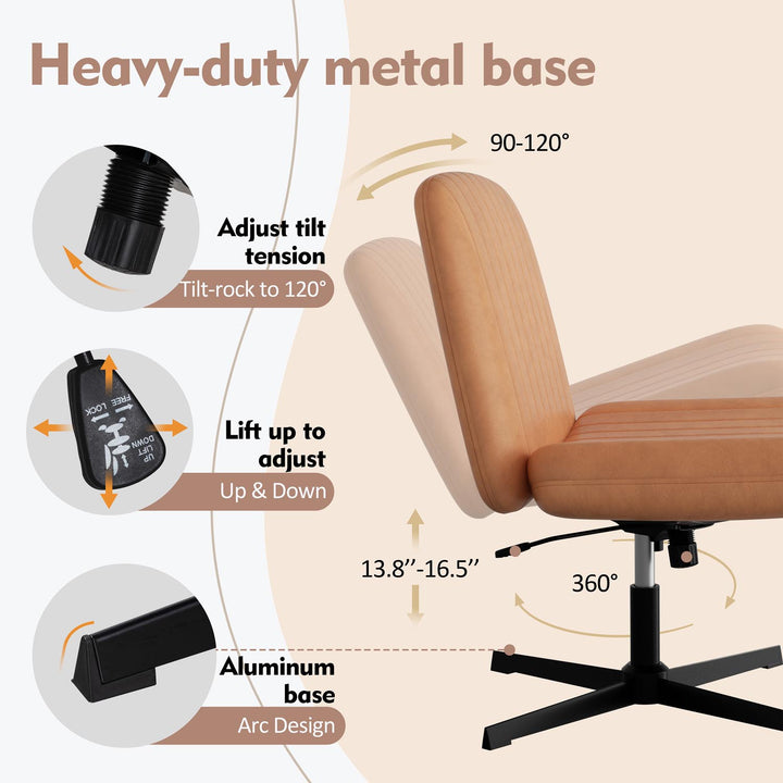 Walsunny Cross Legged Office Chair Armless Wide Chair Cross Legged Office Chair Computer Chair #color_orange #foot_fixed-foot