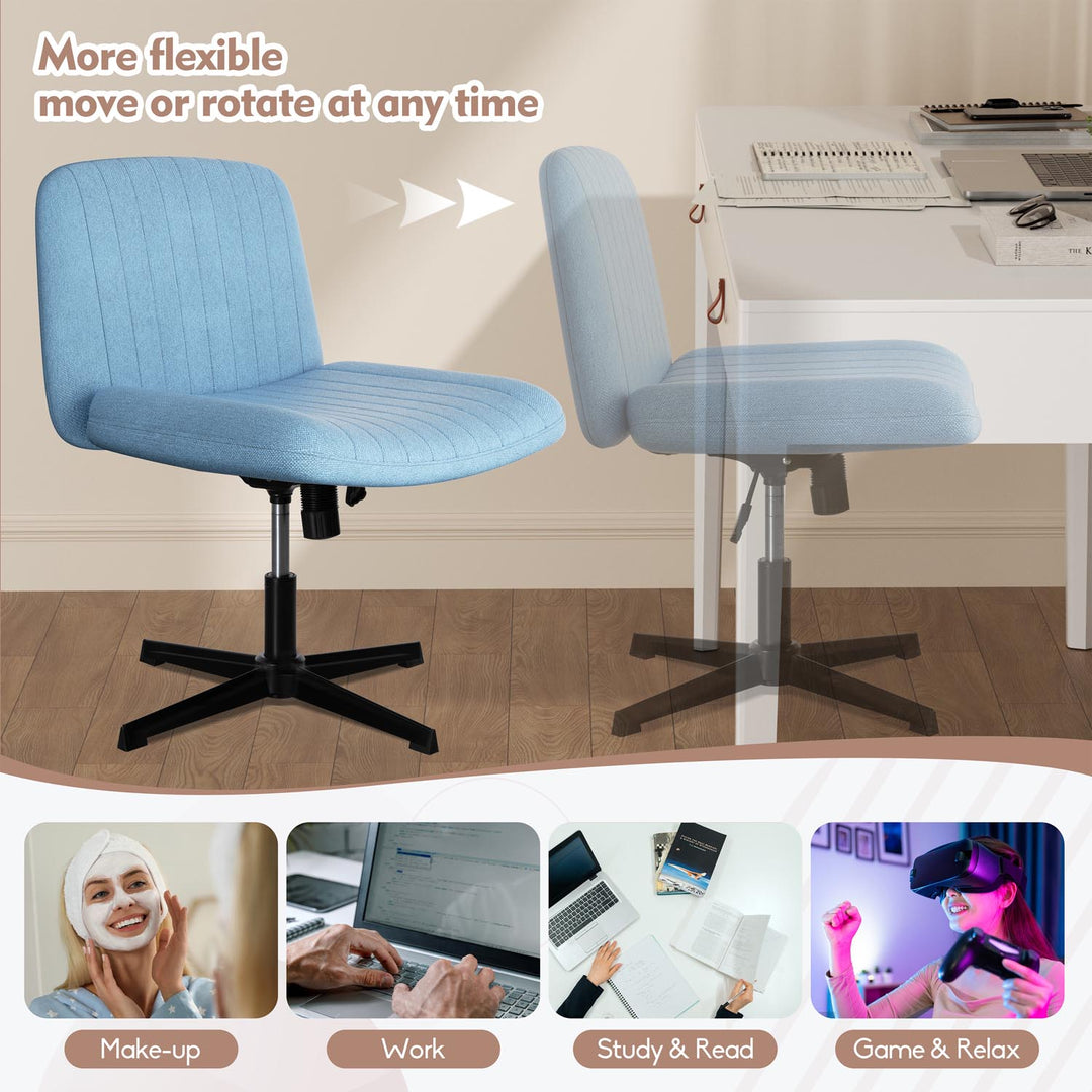 Walsunny Cross Legged Office Chair Armless Wide Chair Cross Legged Office Chair Computer Chair #color_blue #foot_fixed-foot