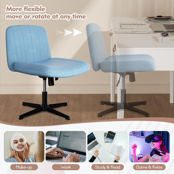 Walsunny Cross Legged Office Chair Armless Wide Chair Cross Legged Office Chair Computer Chair #color_blue #foot_fixed-foot