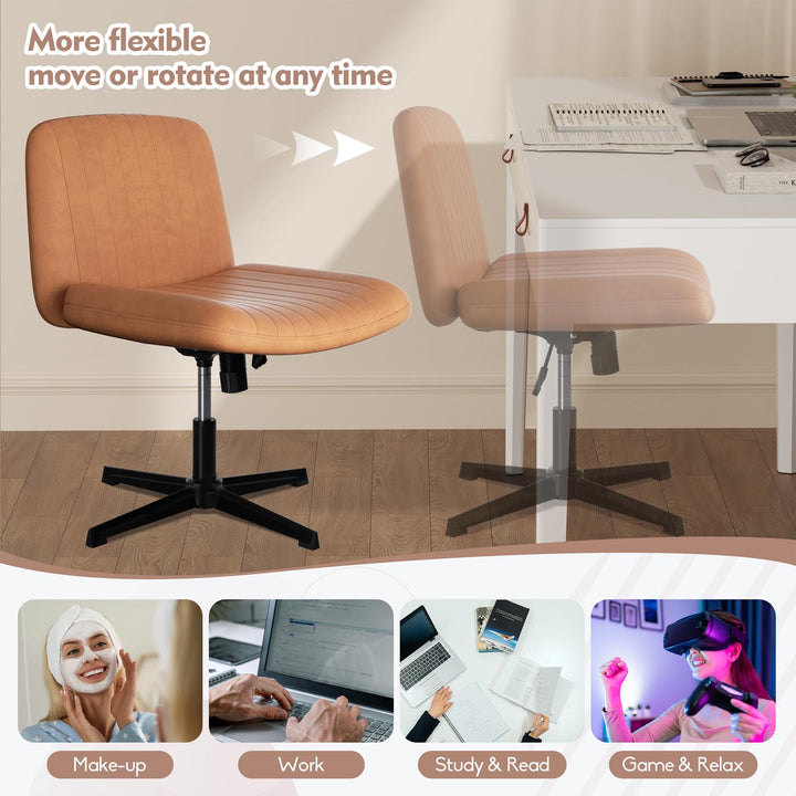 Walsunny Cross Legged Office Chair Armless Wide Chair Cross Legged Office Chair Computer Chair #color_orange #foot_fixed-foot