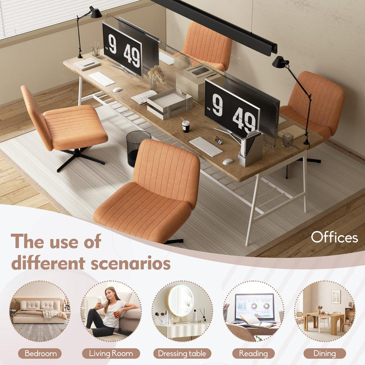 Walsunny Cross Legged Office Chair Armless Wide Chair Cross Legged Office Chair Computer Chair #color_orange #foot_fixed-foot