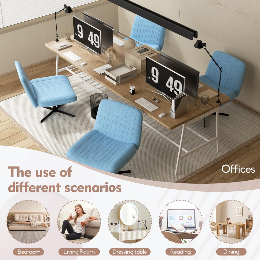 Walsunny Cross Legged Office Chair Armless Wide Chair Cross Legged Office Chair Computer Chair #color_blue #foot_fixed-foot