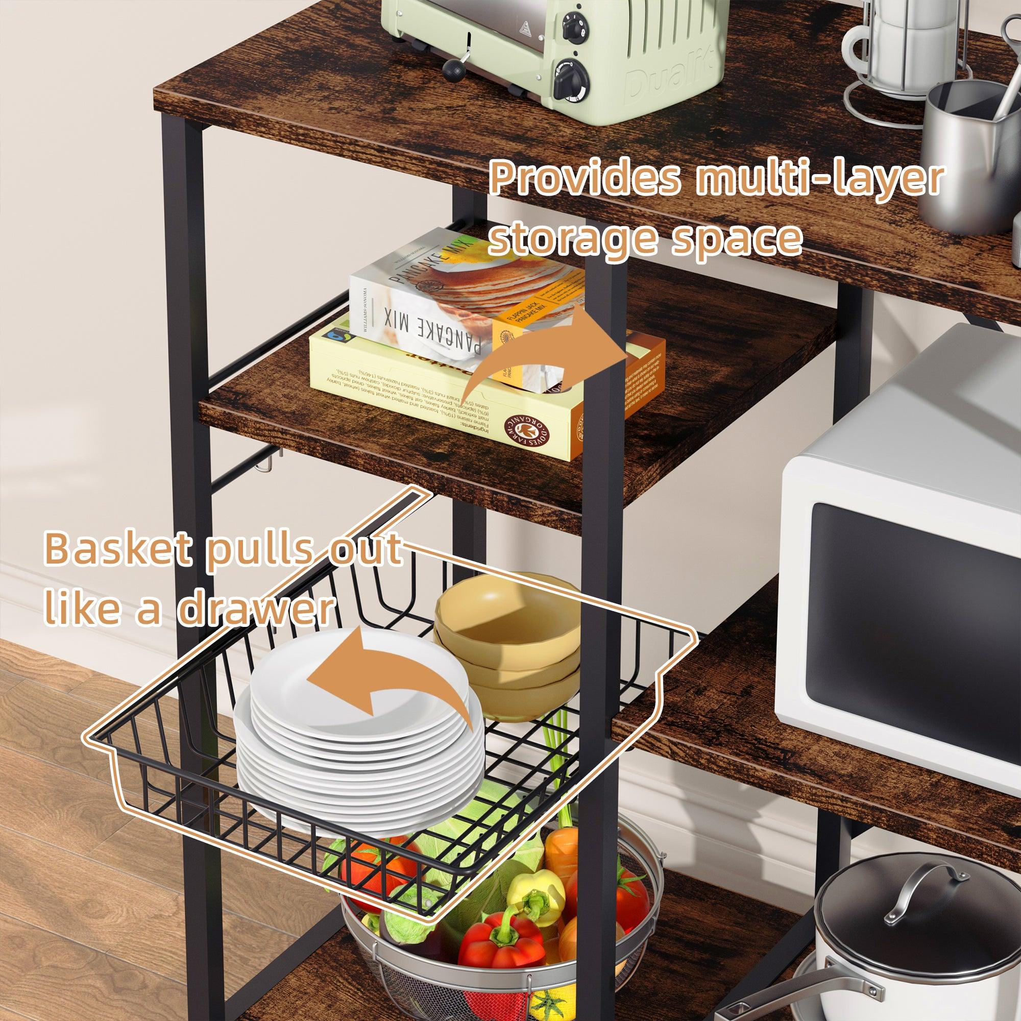 Walsunny Kitchen Baking Rack with Outlet, Freestanding Kitchen Storage