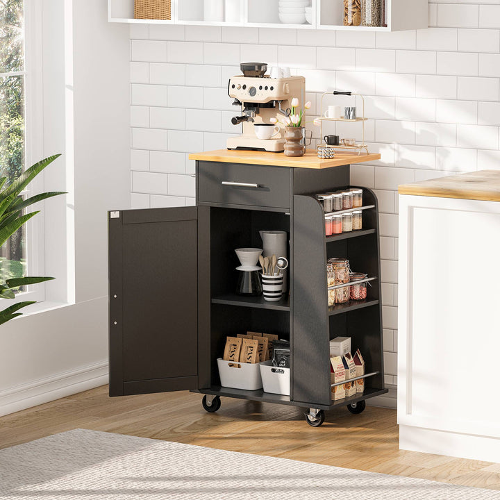 Walsunny Kitchen Island Rolling Cart with Storage Cabinet, Coffee Bar