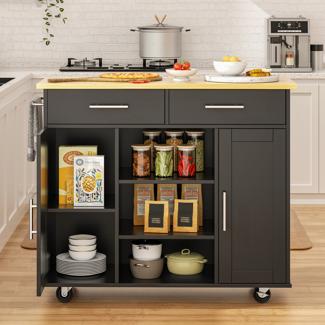 Walsunny 40" Multifunction Kitchen Cart Cabinet with Shelves