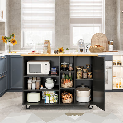 Walsunny 47.2" Large Kitchen Cabinet with Open Shelves, Kitchen Island