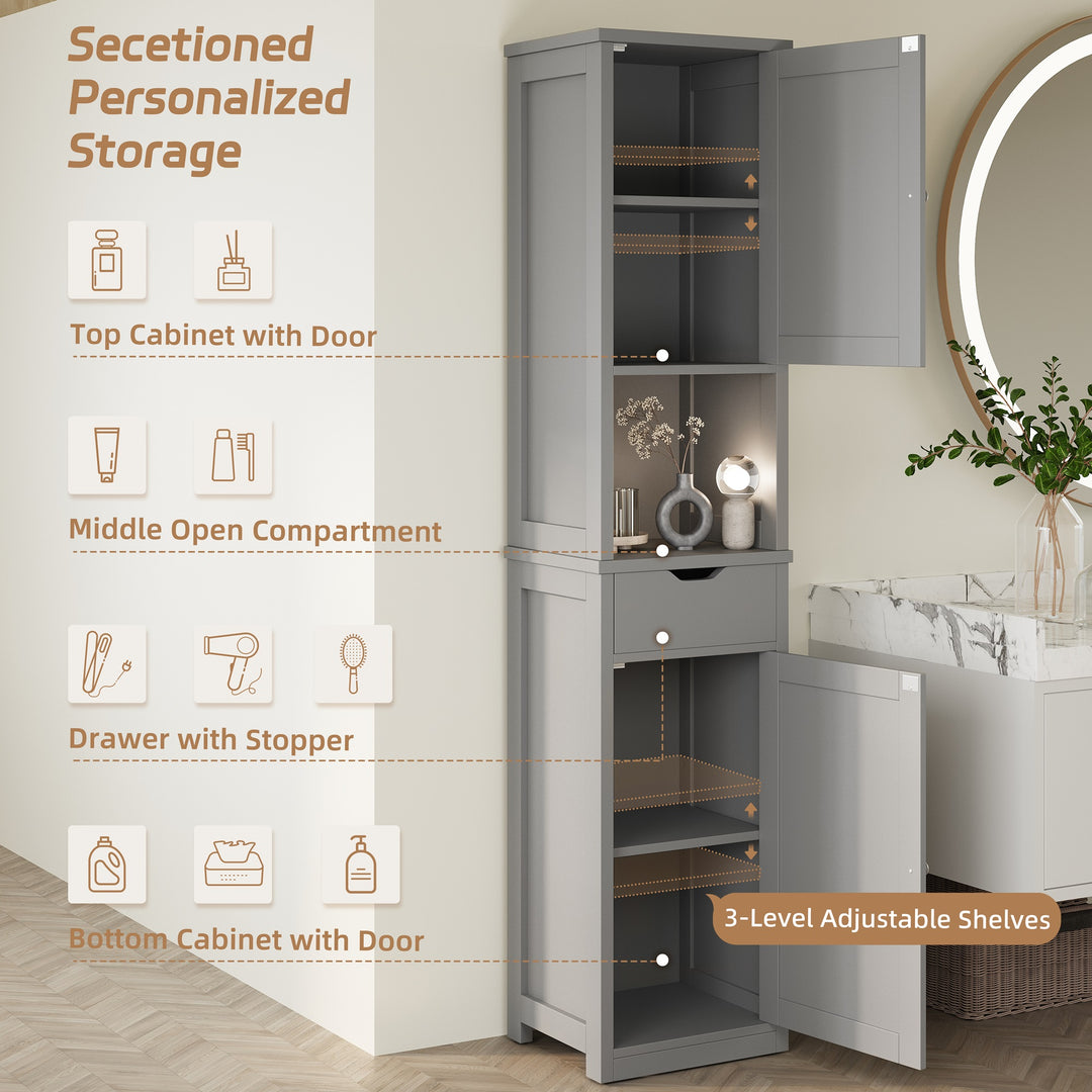 Walsunny Bathroom Cabinet, Storage Cabinet with 2 Doors & 1 Drawer, Floor Mount, with Adjustable Shelves