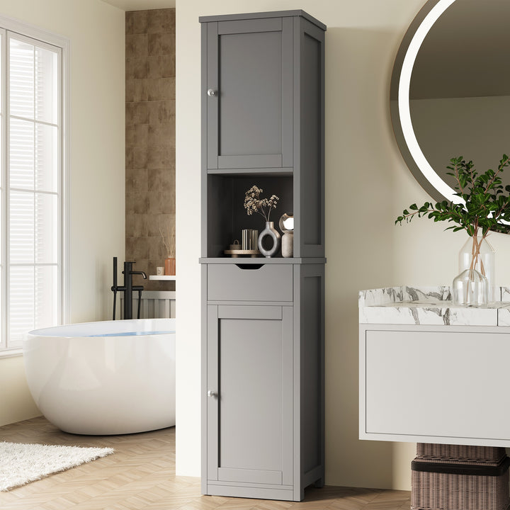 Walsunny Bathroom Cabinet, Storage Cabinet with 2 Doors & 1 Drawer, Floor Mount, with Adjustable Shelves