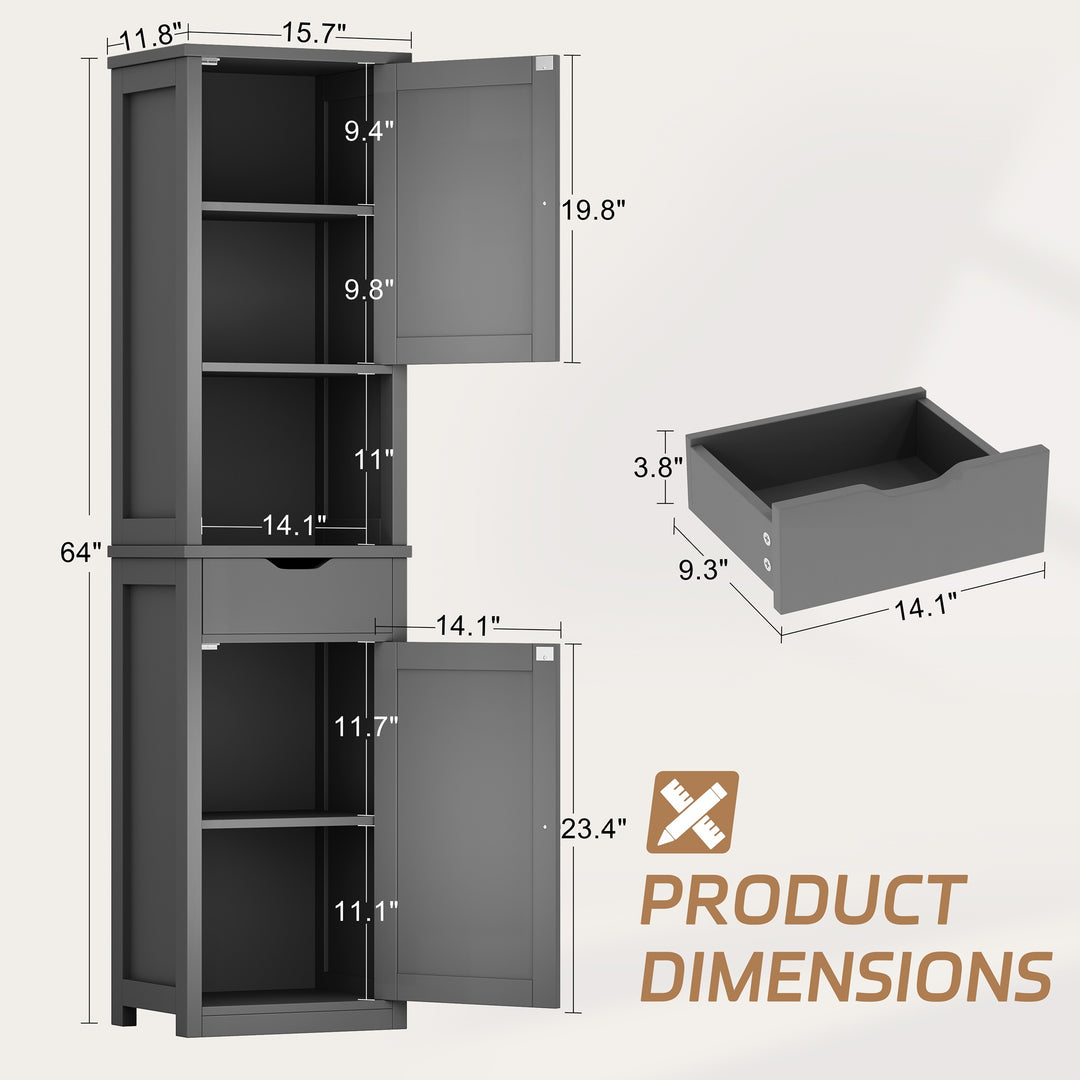 Walsunny Bathroom Cabinet with 2 Doors & 1 Drawer