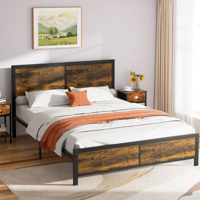 Walsunny Twin Bed Frame with Headboard and Footboard, Strong Steel Slat Support