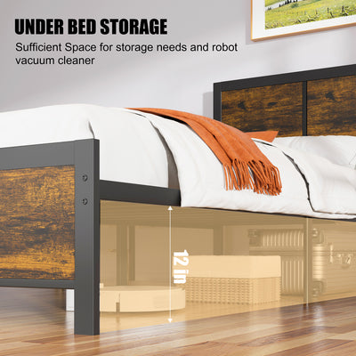 Walsunny Twin Bed Frame with Headboard and Footboard, Strong Steel Slat Support