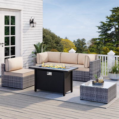Walsunny 50,000 BTU Patio Metal Gas Rectangle Fire Pit Table