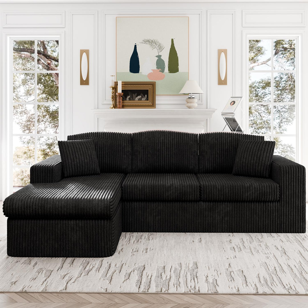 Walsunny  105" Modular Sectional Sofa, Boneless L Shaped Couch with Deep Seat, Cloud Foam Couch  Plush Cordurory Sofa