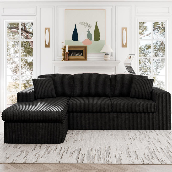 Walsunny  105" Modular Sectional Sofa, Boneless L Shaped Couch with Deep Seat, Cloud Foam Couch  Plush Cordurory Sofa