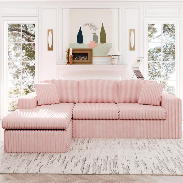 Walsunny  105" Modular Sectional Sofa, Boneless L Shaped Couch with Deep Seat, Cloud Foam Couch  Plush Cordurory Sofa