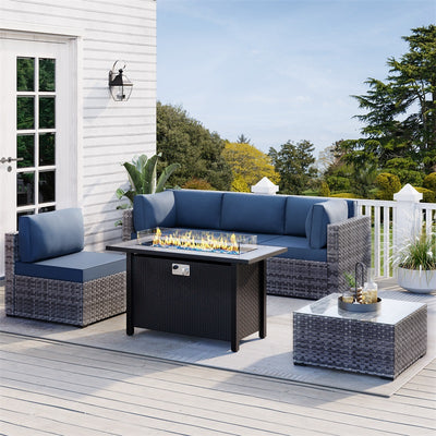 Walsunny 50,000 BTU Patio Metal Gas Rectangle Fire Pit Table