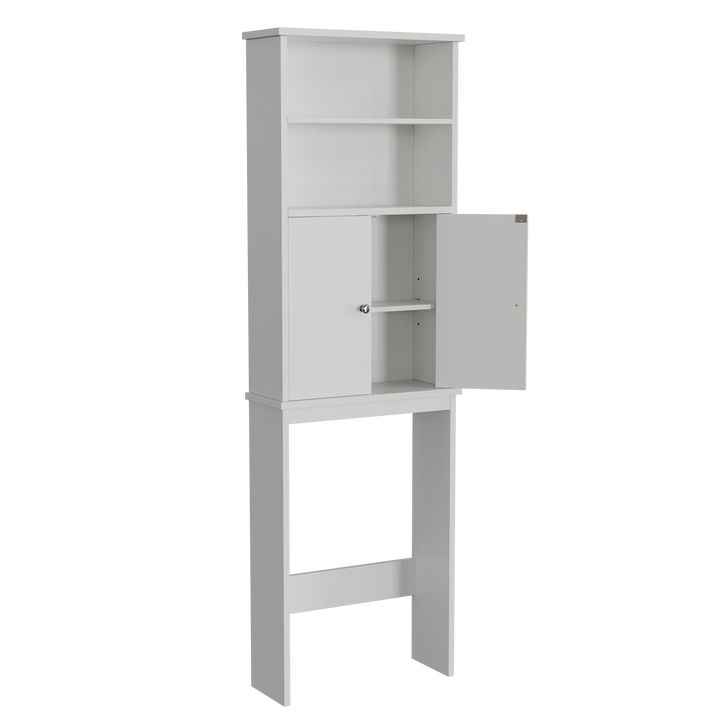 Walsunny Over The Toilet Storage Cabinet A, Bathroom Shelf Organizer with Anti-Tip Device Small Freestanding Space Saver with Adjustable Shelf #color_white