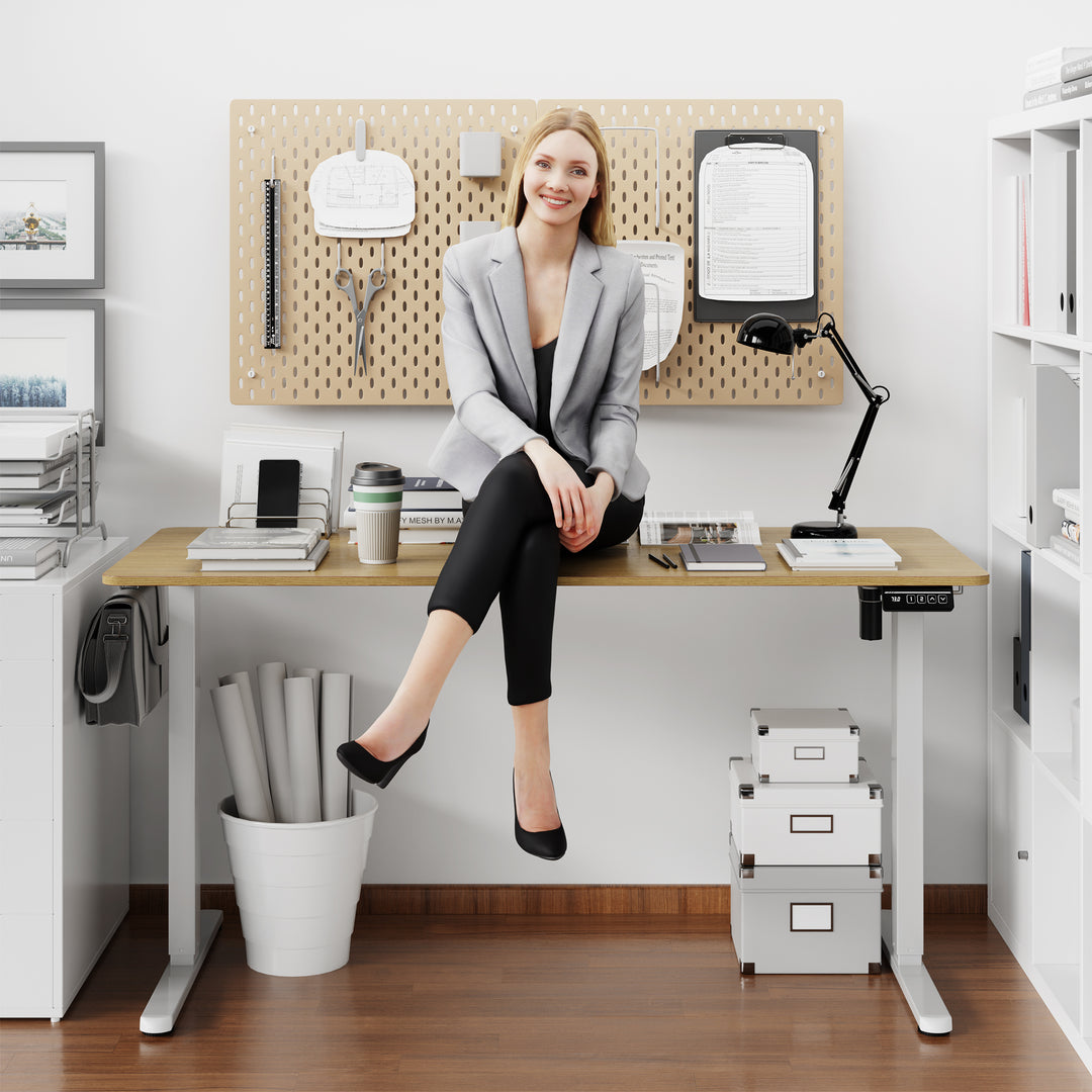 Walsunny Electric Office Ergonomic Standing Desk 1.2m / 1.4m / 1.6m With White Metal Table Base (7709656350896)