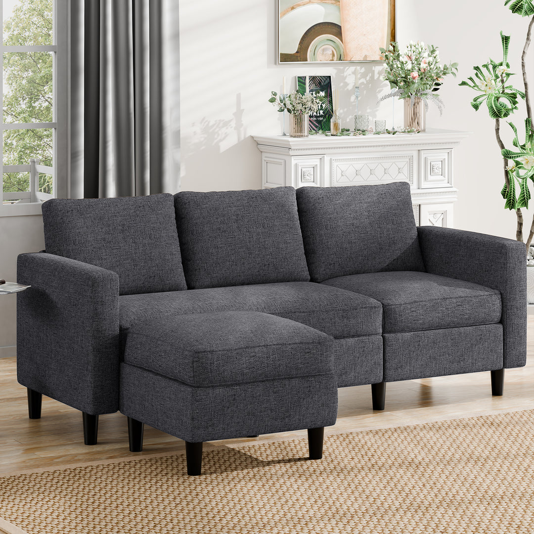 Walsunny 3-Seat L Shaped Sectional Sofa Couch with Modern Linen Fabric for Small Space