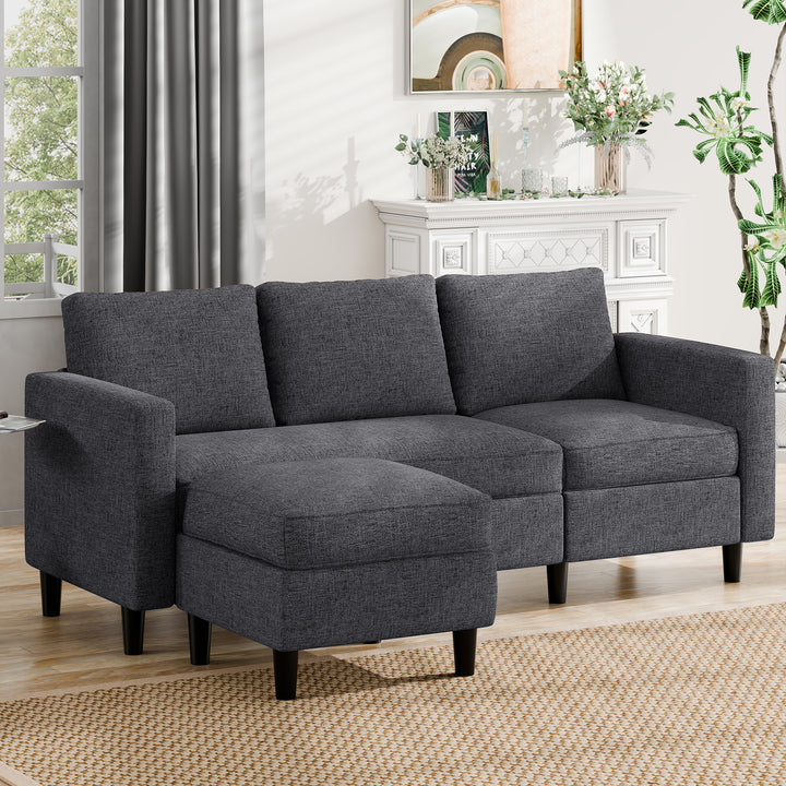 Walsunny 3-Seat L Shaped Sectional Sofa Couch with Modern Linen Fabric for Small Space (7415494770864)