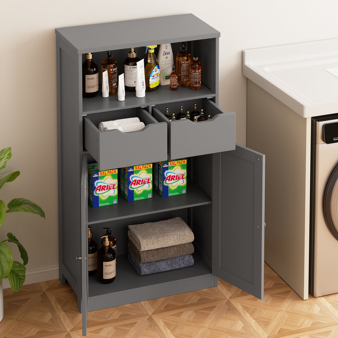 Walsunny Floor Storage Cabinet, Organizer with Doors and Drawers, Freestanding Side Cupboard Pantry