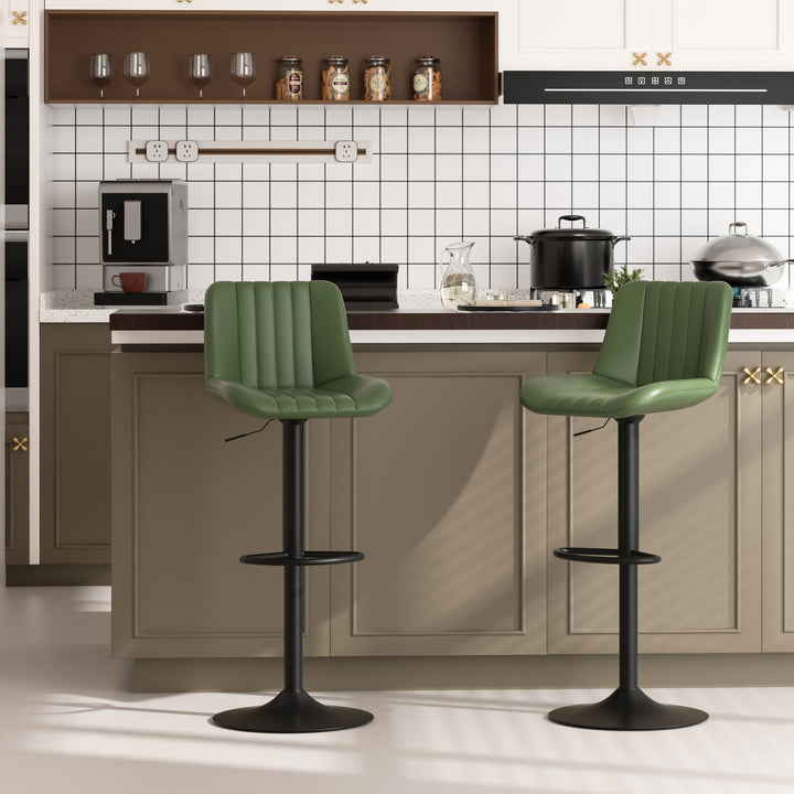 Walsunny Bar Stools Set of 2,Adjustable Leather Counter Height with High Backrest,Bar Chairs for Kitchen Island Dining，Room Bar