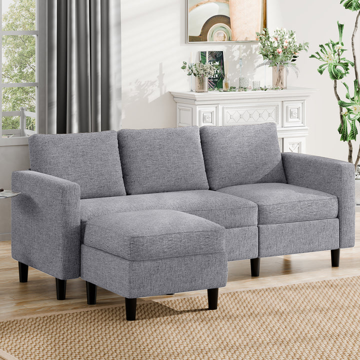 Walsunny 3-Seat L Shaped Sectional Sofa Couch with Modern Linen Fabric for Small Space (7415494770864)