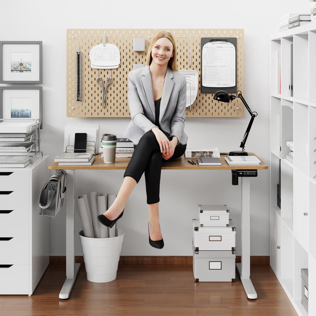 Walsunny Electric Office Ergonomic Standing Desk 1.2m / 1.4m / 1.6m With White Metal Table Base (7709656350896)