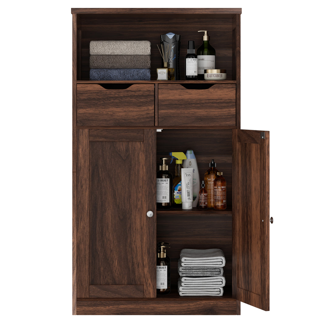 Walsunny Floor Storage Cabinet, Organizer with Doors and Drawers, Freestanding Side Cupboard Pantry