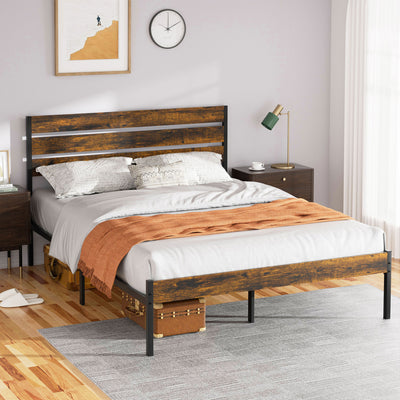 Walsunny Queen Size Heavy Duty Twin Size Bed Frame with Headboard and Footboard