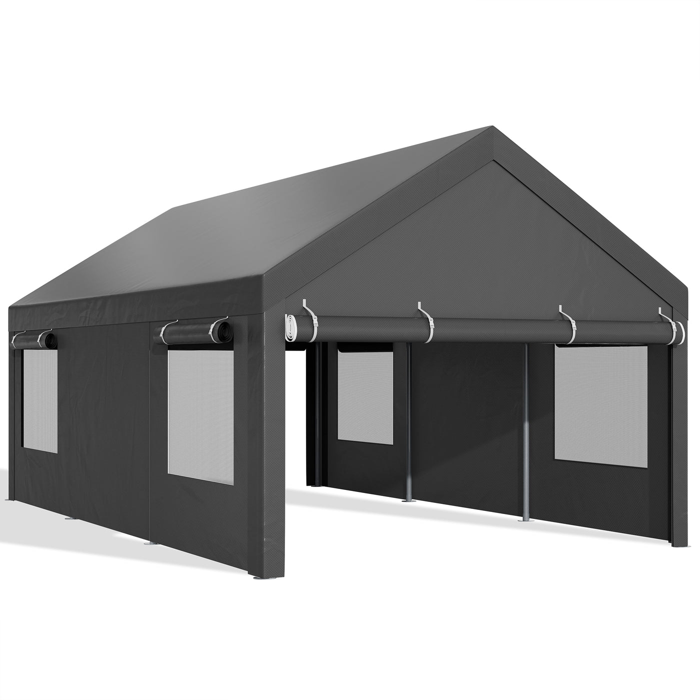 Walsunny Carport, 12x20 ft Heavy Duty Carport Canopy with Roll-up Windows, Portable Garage for Car, Truck, Boat