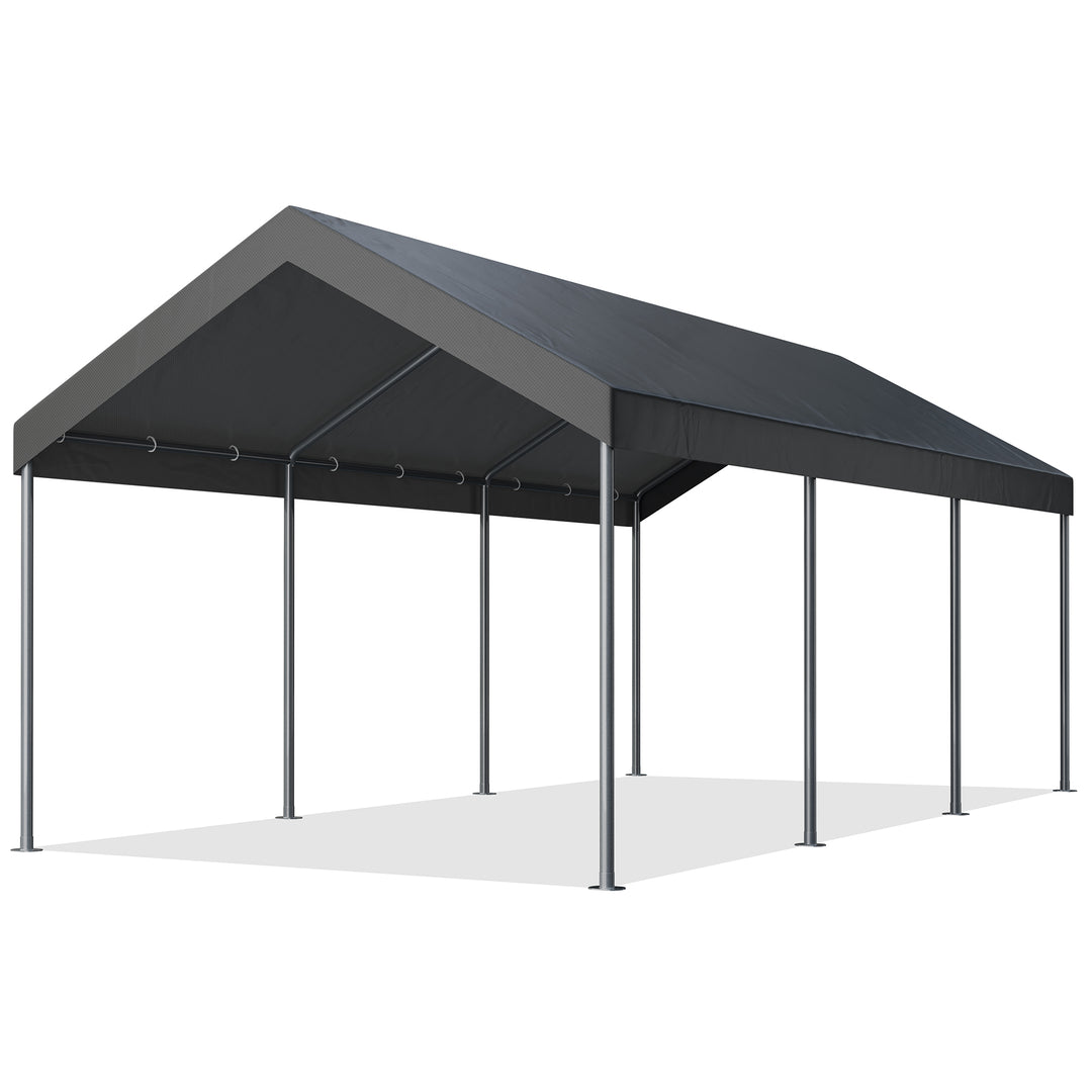canopy and tarp Walsunny Carport 10 x 20 ft Heavy Duty Carport Car Canopy with Powder-Coated Steel Frame, Shelter Party Tent with 180g PE Tarp for Wedding, Garden