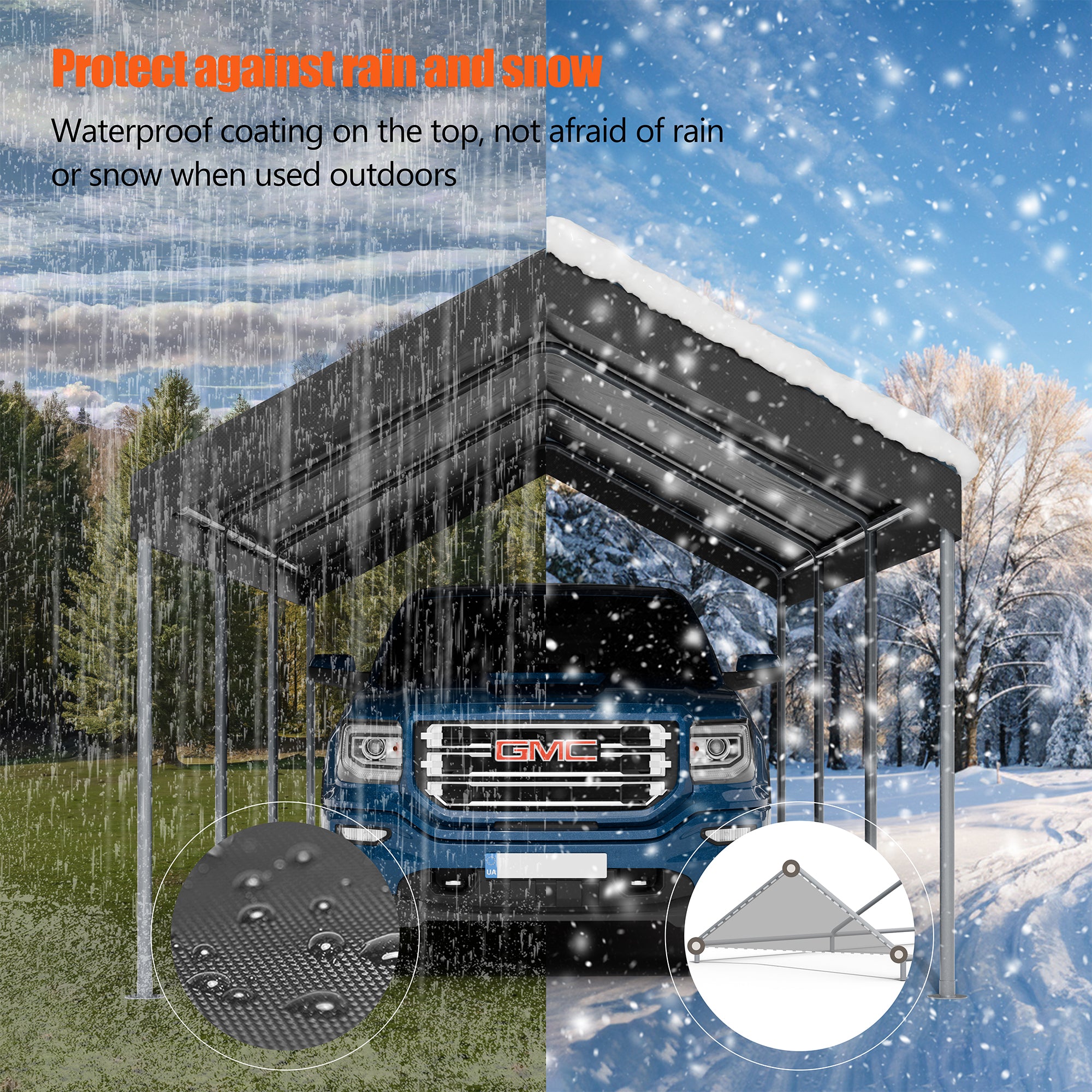 Walsunny Carport 10 x 20 ft Heavy Duty Carport Car Canopy with