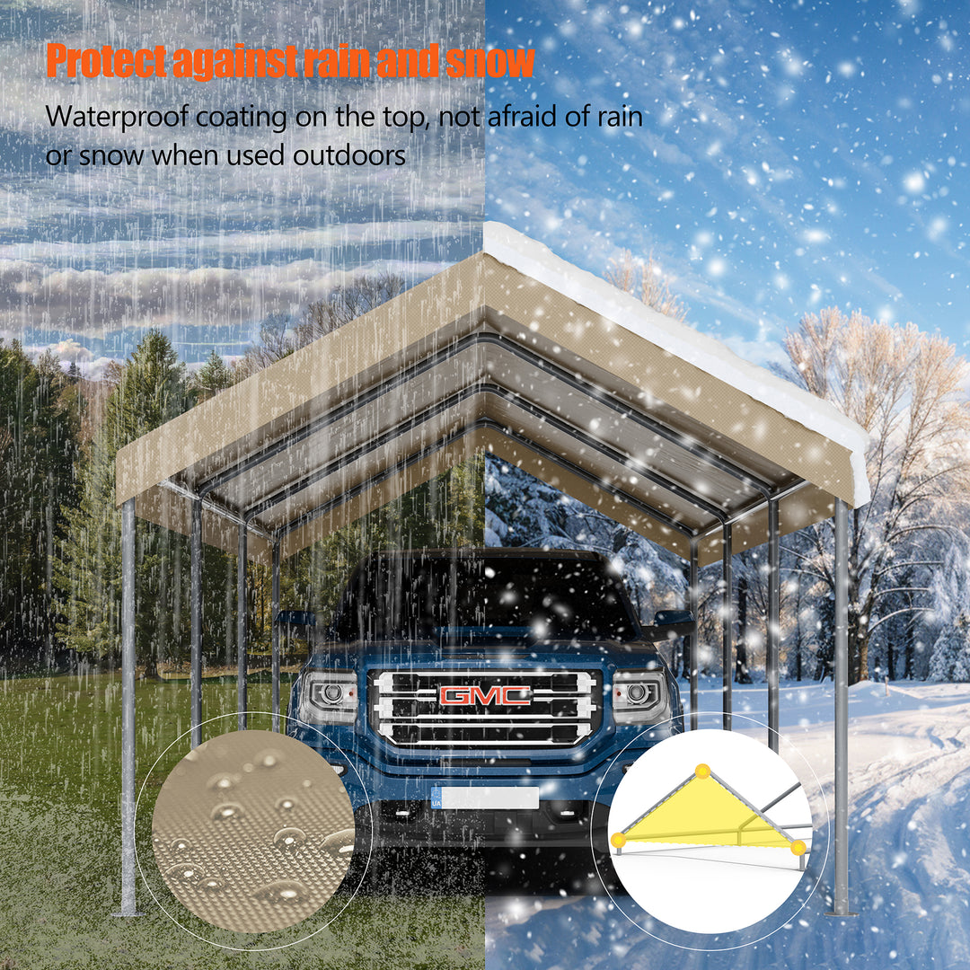Walsunny Carport 10 x 20 ft Heavy Duty Carport Car Canopy with Powder-Coated Steel Frame, Shelter Party Tent with 180g PE Tarp for Wedding, Garden