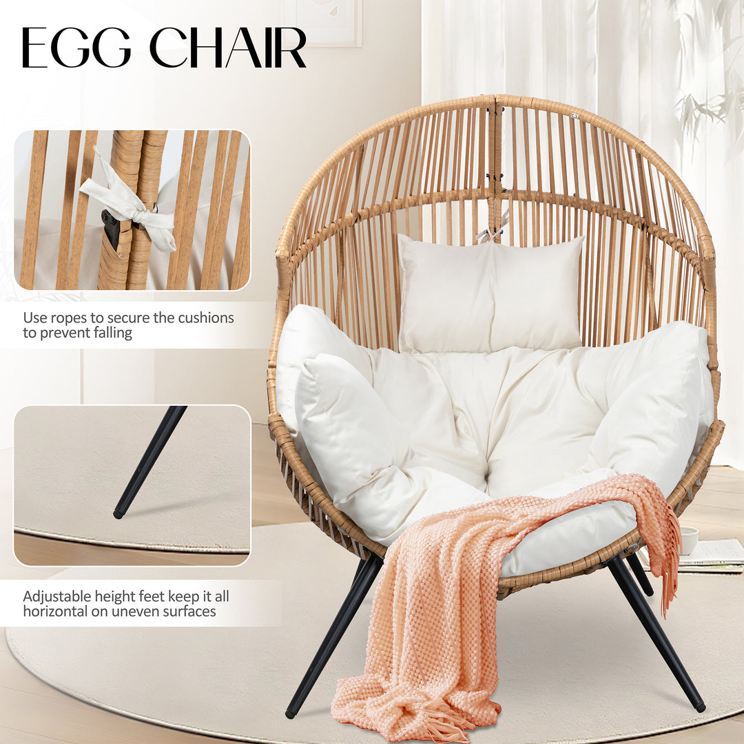 Walsunny Egg Chair Outdoor Patio Chair,Oversized Lounger Chair with Cushion Egg Basket Chair for Indoor Outside Balcony Backyard
