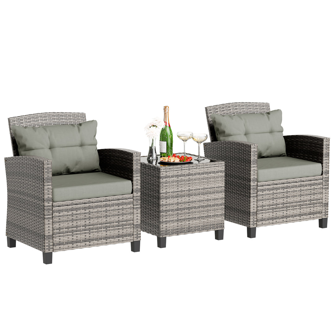 Walsunny Patio Furniture 3 Pieces/4 Pieces Outdoor Wicker Loveseat Set With Cushions