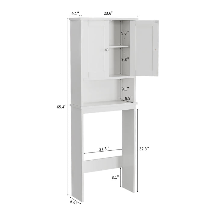 Walsunny Over The Toilet Storage Cabinet A, Bathroom Shelf Organizer with Anti-Tip Device Small Freestanding Space Saver with Adjustable Shelf #color_white