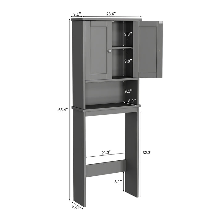 Walsunny Over The Toilet Storage Cabinet A, Bathroom Shelf Organizer with Anti-Tip Device Small Freestanding Space Saver with Adjustable Shelf #color_grey