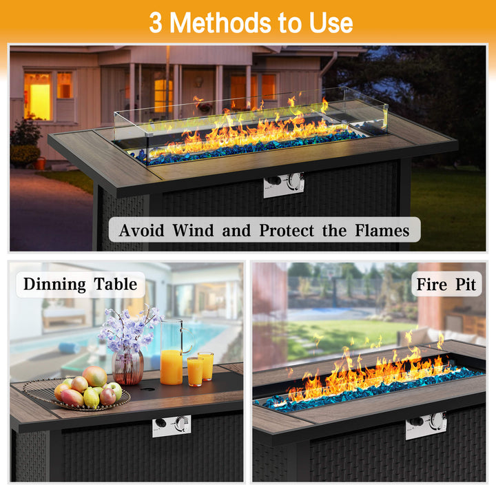 Walsunny 45" Propane Fire Pit Table 50,000 BTU Steel Gas Fire Pit