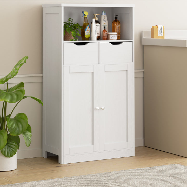 Walsunny Floor Storage Cabinet, Organizer with Doors and Drawers, Freestanding Side Cupboard Pantry