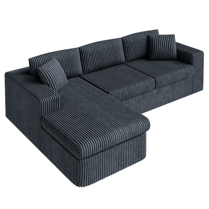 Walsunny  105" Modular Sectional Sofa, Boneless L Shaped Couch with Deep Seat, Cloud Foam Couch  Plush Cordurory Sofa