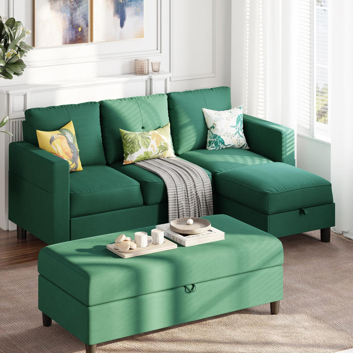 Walsunny Long Storage Ottoman Green