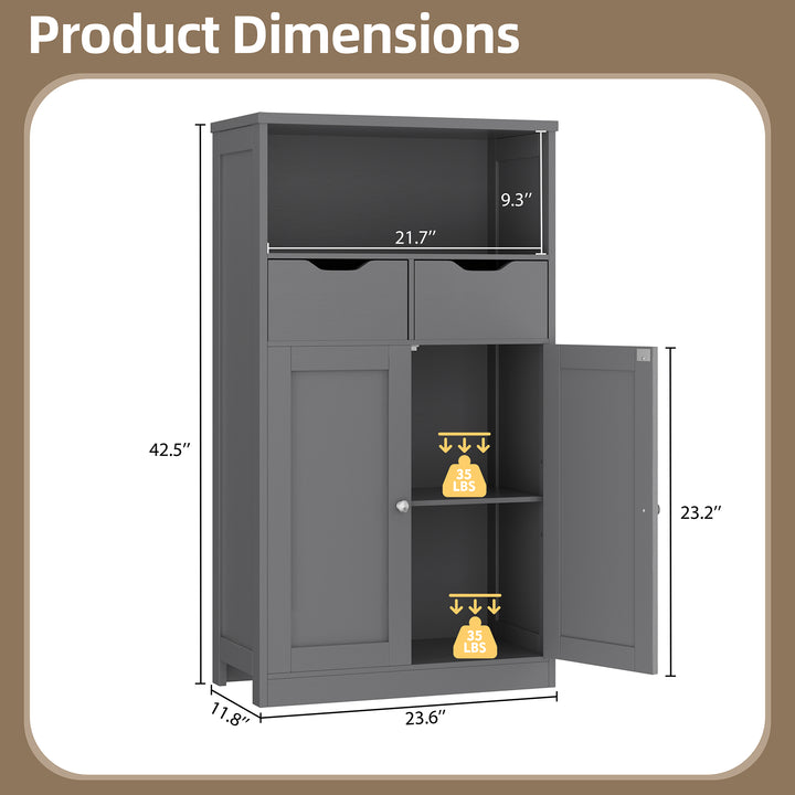 Walsunny Floor Storage Cabinet, Organizer with Doors and Drawers, Freestanding Side Cupboard Pantry