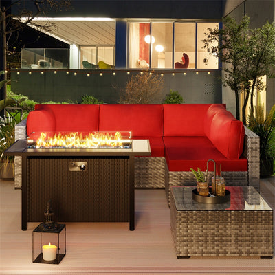 Walsunny 50,000 BTU Patio Metal Gas Rectangle Fire Pit Table