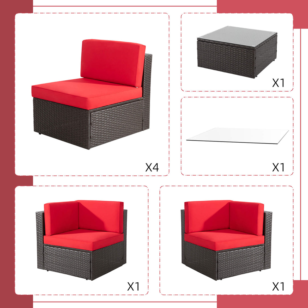 Walsunny Patio Furniture 7 Pieces PE Wicker Outdoor Sectional Sofa Set