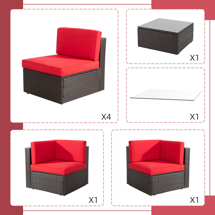 Walsunny Patio Furniture 7 Pieces PE Wicker Outdoor Sectional Sofa Set