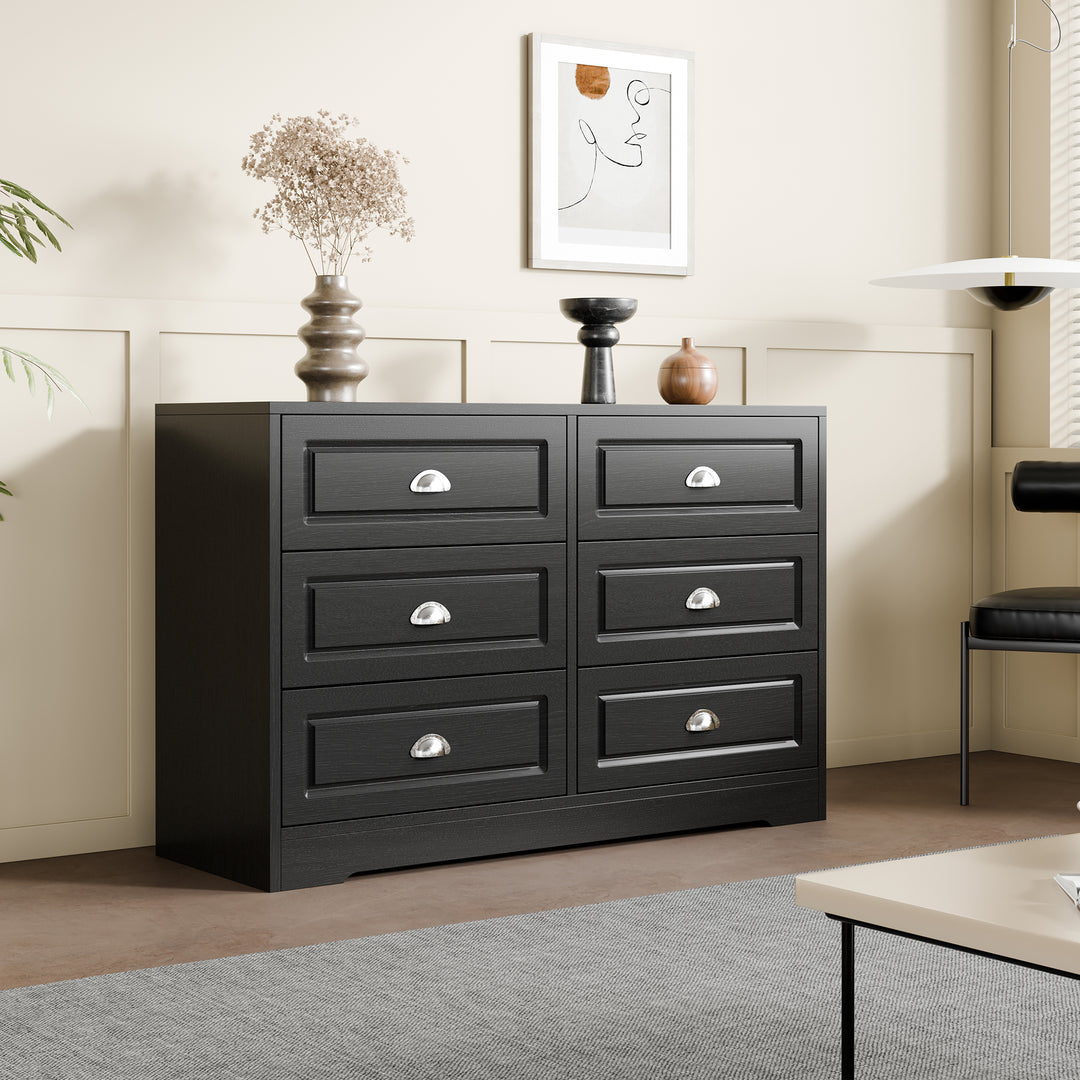 Walsunny 9 Drawer Double Dresser Black Wooden Wide Chest of Drawers with Metal Handles Storage Organizer Dresser Nursery Dresser for Living Room Walsunny 9 Drawer Double Dresser Black Wooden Wide Chest of Drawers with Metal Handles Storage Organizer Dresser Nursery Dresser for Living Room
