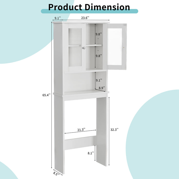 Walsunny Over The Toilet Storage Cabinet A, Bathroom Shelf Organizer with Anti-Tip Device Small Freestanding Space Saver with Adjustable Shelf #color_white